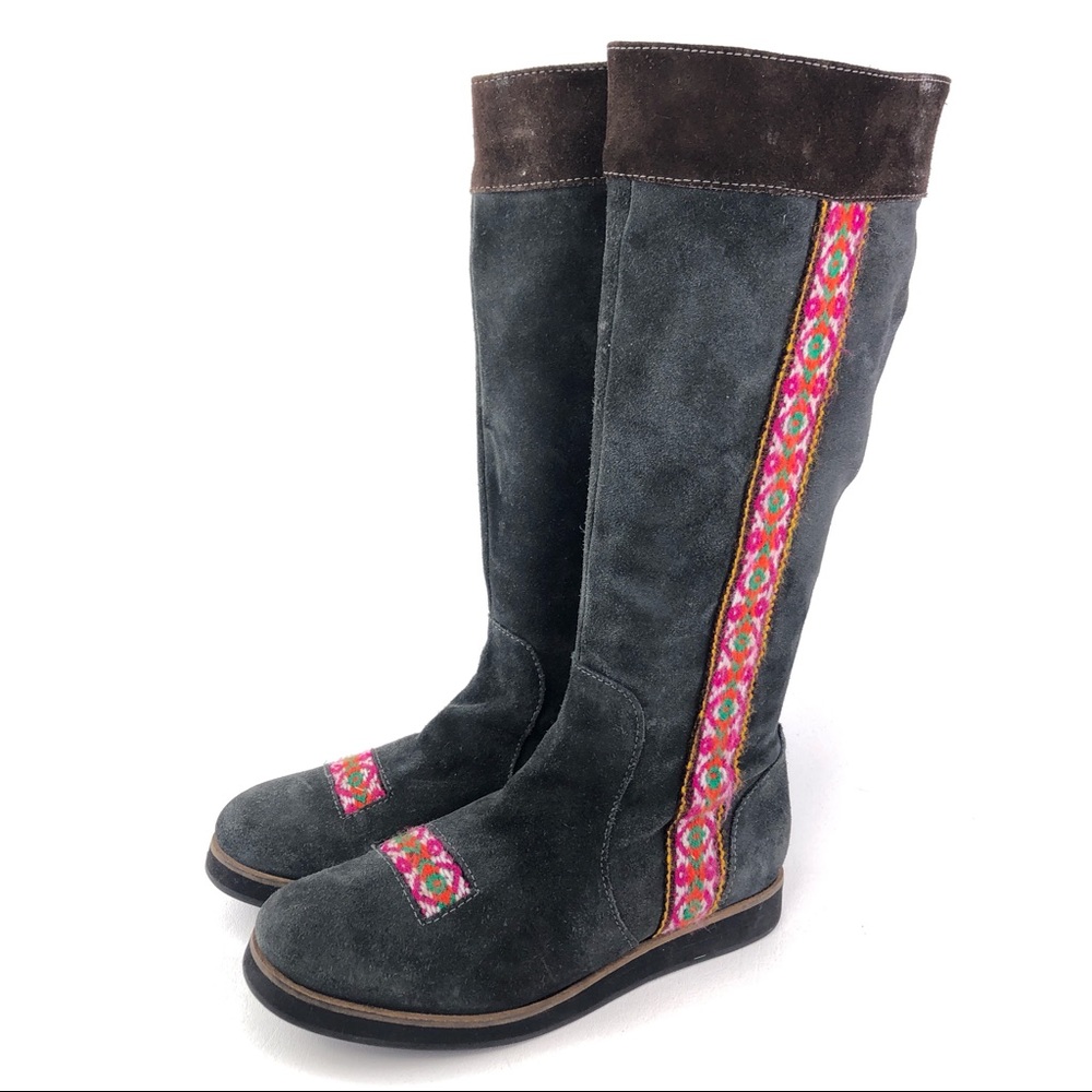 Inca Gray Leather Zip Tall Boots 8 - Picture 3 of 13